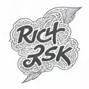 Text "Rich Risk" tattoo design idea