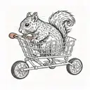 Squirrel in a shopping cart tattoo design idea