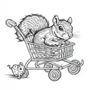 Squirrel in a shopping cart tattoo design idea