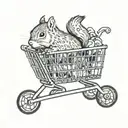 Squirrel in a shopping cart tattoo design idea