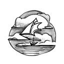 Flying Dutchman emerging from the clouds tattoo design idea