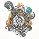rangoli design featuring musical notes tattoo design idea