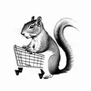 Shopping cart squirrel tattoo design idea