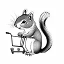 Shopping cart squirrel tattoo design idea