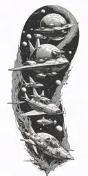 Space. Exploration, Space Ships tattoo design idea