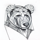 Cubism Picasso Bear tattoo design idea
