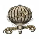 Hot air balloon with a snake tattoo design idea