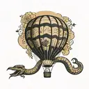 Hot air balloon with a snake tattoo design idea