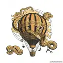 Hot air balloon with a snake tattoo design idea