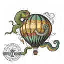 Hot air balloon with a snake tattoo design idea