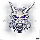 Cyberpunk Oni Mask tattoo design idea
