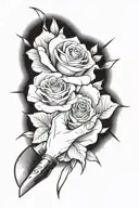 Hand Stabbing Another Hand With Knife, Roses tattoo design idea
