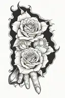 Hand Stabbing Another Hand With Knife, Roses tattoo design idea
