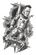 Elon Musk launching rocket tattoo design idea