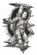 Elon Musk launching rocket tattoo design idea