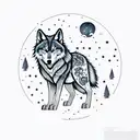 constellation wolf tattoo design idea