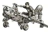 Tony Hawk jumping over a plane tattoo design idea