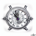 biomech clock tattoo design idea