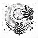 Houseplant with moonphase tattoo design idea