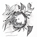 Houseplant with moonphase tattoo design idea