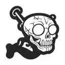 Funny skull flash tattoo design idea