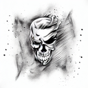 Two Face split with skull tattoo design idea