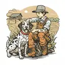 boy and his dog on his farm tattoo design idea