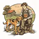 boy and his dog on his farm tattoo design idea
