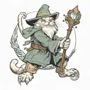 cat wizard, gandalf, lord of the rings, detailed, fantasy, cute, adorable, Pixar, Disney, 8k tattoo design idea