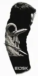 Elon Musk launching rocket tattoo design idea