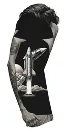 Elon Musk launching rocket tattoo design idea