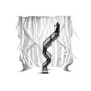 A man climbing a spiral staircase made of tree roots tattoo design idea