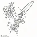 Ukrainian tryzub trident with flowers tattoo design idea
