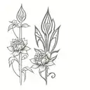 Ukrainian tryzub trident with flowers tattoo design idea