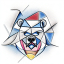 Cubism Picasso Bear tattoo design idea