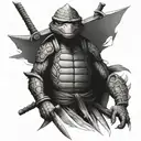 Turtle Samurai warrior tattoo design idea