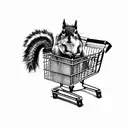 Squirrel pushing shopping cart tattoo design idea