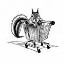 Squirrel pushing shopping cart tattoo design idea