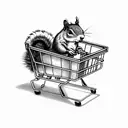 Squirrel pushing shopping cart tattoo design idea