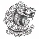 snake biting hand tattoo design idea