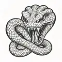 snake biting hand tattoo design idea