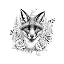 Full Body Top-Down Running Fox In Flowers tattoo design idea