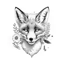 Full Body Top-Down Running Fox In Flowers tattoo design idea