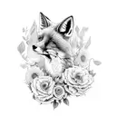 Full Body Top-Down Running Fox In Flowers tattoo design idea