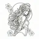 bdsm anime cute girl tattoo design idea