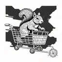Squirrel in a shopping cart tattoo design idea