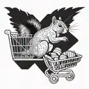 Squirrel in a shopping cart tattoo design idea