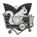 Squirrel in a shopping cart tattoo design idea