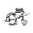 chipmunk playing baseball tattoo design idea