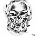 Skull with Car Pistons tattoo design idea